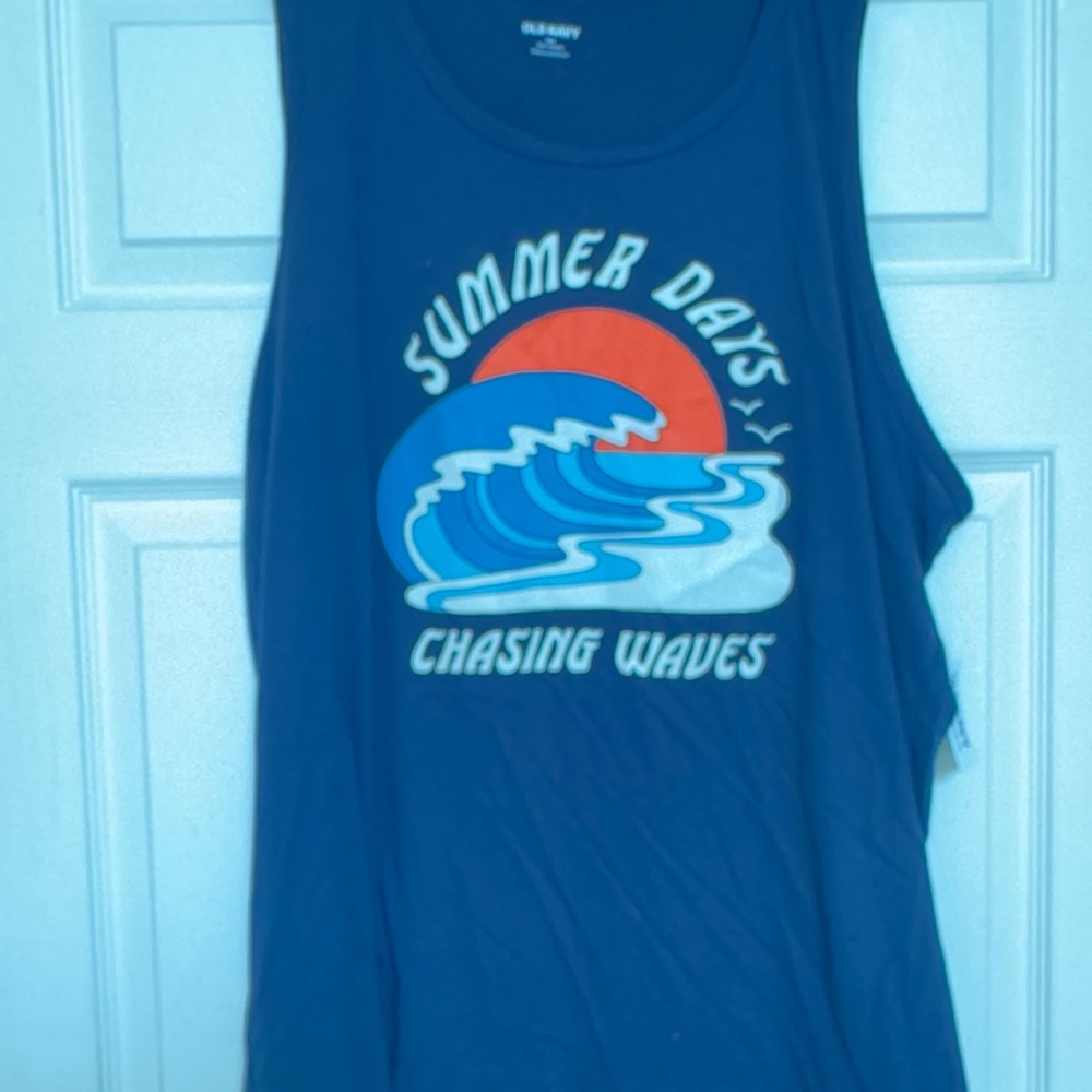 Old Navy Blue Graphic Tank Top
